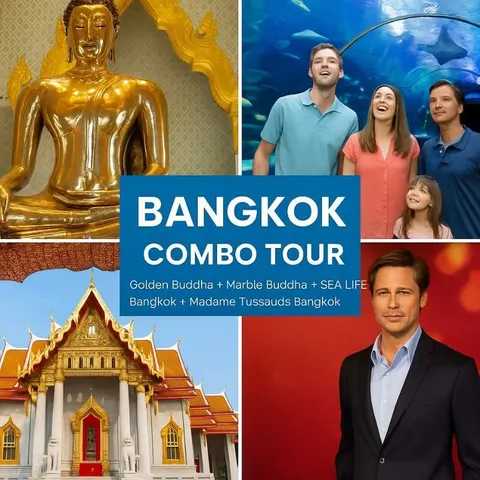 Full Day Golden Buddha Marble Buddha with Kings Power and Sea Life Bangkok Madame Tussauds Merlin Guided Tour
